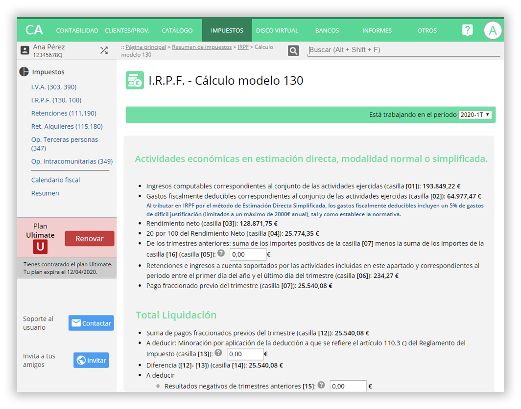 El IRPF de autónomos