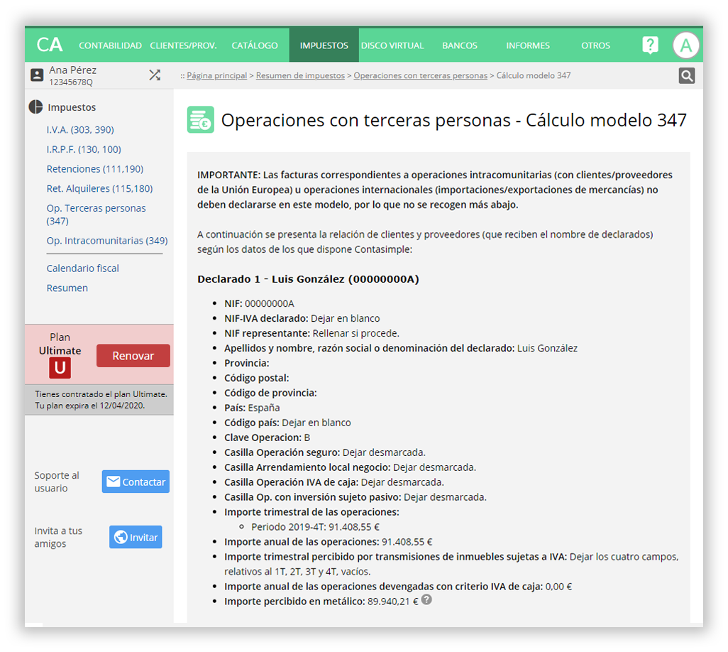 Modelo 347 Operaciones con terceras personas