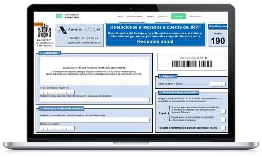 Rellena el modelo 190 de retenciones IRPF anual de manera