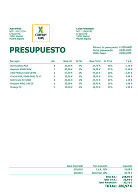 Plantilla para hacer presupuestos 2